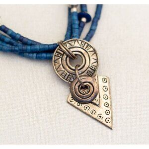 Vintage Mayan Hieroglyphics Tribal Necklace 23 Inch - T3